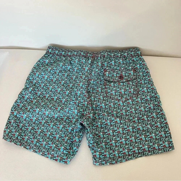 Mr. Swim Size XLarge Swim Trunks Mesh Lined Blue/Red Fish Print 6" Inseam - Picture 2 of 9